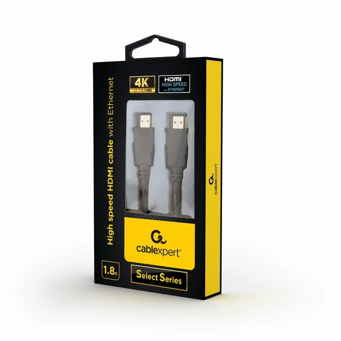 Gembird Cable HDMI Macho-Macho 1.8M CC-HDMIL-1.8M 4K UHD 60Hz 18Gbps HDMI 2.0 con Ethernet, ARC, Audio Dolby TrueHD, Conectores Chapados en Oro, Negro