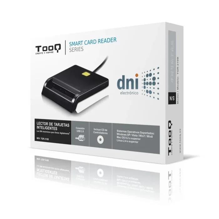Tooq TQR-210B Lector de Tarjetas Inteligentes USB 2.0 Negro