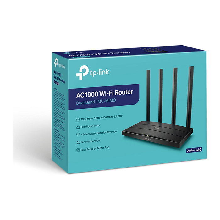 TP-Link Archer C80 AC1900 Router Inalámbrico Dual-Band Gigabit Negro