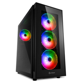 Sharkoon TG5 Pro RGB Midi Tower Negro Cristal Templado Panel Frontal Iluminado 4 Ventiladores LED RGB