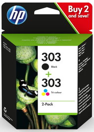 HP Cartuchos de Tinta Negro y Tricolor Nº303 (3XCMY) para Envy Photo 6230, 7130, 7134, 7830 - Pack 4 Colores