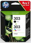 HP Paquete de 2 cartuchos de tinta Original 303 Negro y Tricolor (3YM92AE) de rendimiento estándar