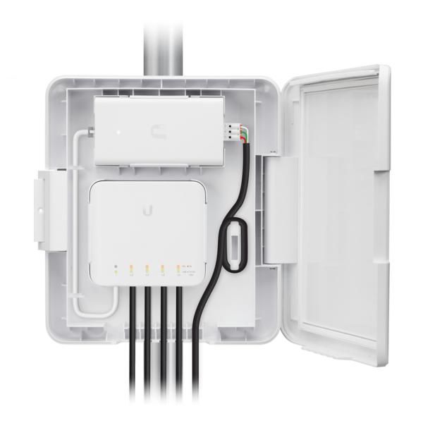 Ubiquiti UniFi Switch Flex Utility, Caja Exterior Impermeable para USW-Flex con Adaptador PoE de 60W