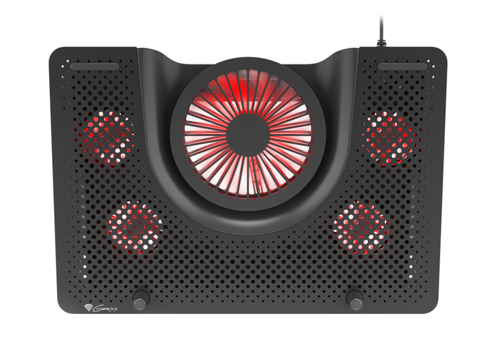 GENESIS Oxid 550 Almohadilla Fría para Portátil hasta 17.3", 5 Ventiladores 2800 RPM, Negro