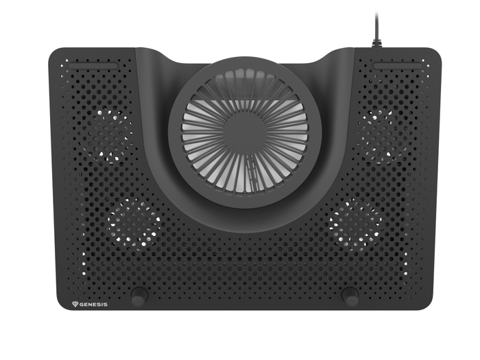 GENESIS Oxid 550 Almohadilla Fría para Portátil hasta 17.3", 5 Ventiladores 2800 RPM, Negro