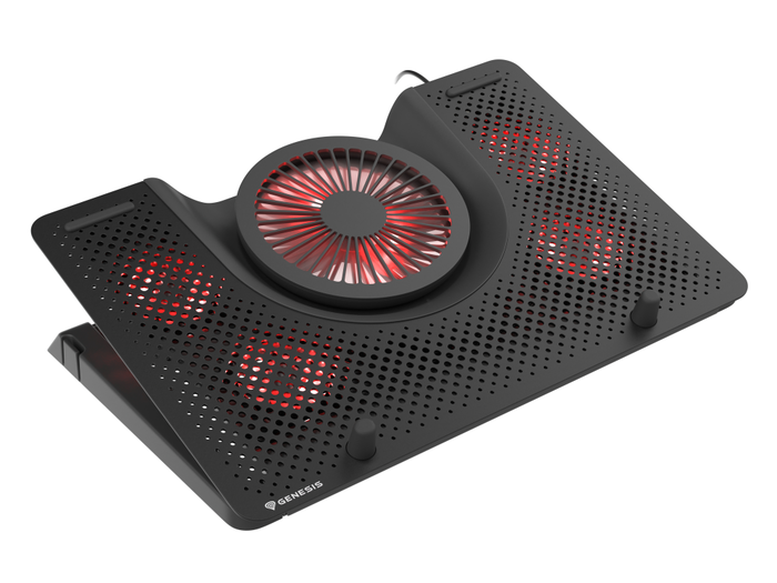 GENESIS Oxid 550 Almohadilla Fría para Portátil hasta 17.3", 5 Ventiladores 2800 RPM, Negro
