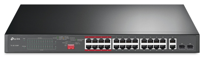 TP-Link TL-SL1226P Switch 26 Puertos con 24 Puertos PoE+ y 2 Puertos Gigabit TP-Link TL-SL1226P Switch 26 Puertos con 24 Puertos PoE+ y 2 Puertos Gigabit
