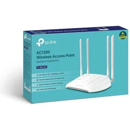 TP-Link TL-WA1201 Punto de Acceso WiFi 6 Doble Banda AC1200 (1200 Mbps) con PoE, 4 Antenas, Gigabit Ethernet, MU-MIMO, Portal Cautivo - Extensor/AP/Cliente