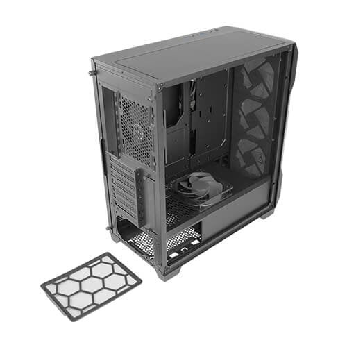 Antec DF600 Flux Caja Gaming ATX Midi Tower Negro, Ventana Lateral, RGB, 4 Ventiladores Incluidos, Sin Fuente, Soporta placas ATX/microATX/Mini-ITX