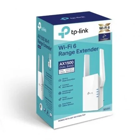 TP-Link RE505X Extensor WiFi 6 (AX1500) OneMesh | Repetidor de Señal Inalámbrico 1500 Mbps Doble Banda con 2 Antenas y Modo Punto de Acceso