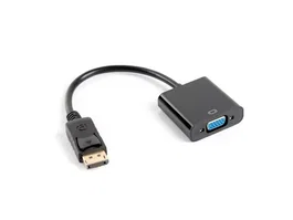 Lanberg AD-0002-BK Adaptador DisplayPort a VGA, 0.2 m, Macho-Hembra, Resolución 1920x1200 / 1080p a 60Hz, Negro