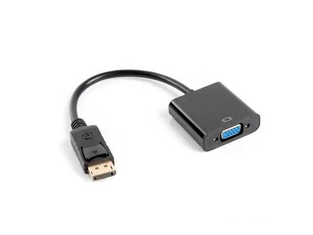 Lanberg AD-0002-BK Adaptador DisplayPort a VGA, 0.2 m, Macho-Hembra, Resolución 1920x1200 / 1080p a 60Hz, Negro