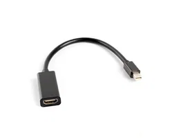 Lanberg Adaptador de Cable AD-0005-BK Mini DisplayPort Macho a HDMI Hembra 0.2m (20cm), Resolución 1920x1200 60Hz, Negro, Compatible con Apple Thunderbolt