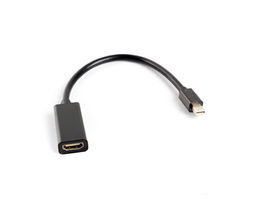 Lanberg Adaptador Mini DisplayPort (Macho) a HDMI (Hembra) con Cable 20cm, Compatible con Thunderbolt, Resolución 1080p, Color Negro