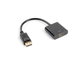Lanberg AD-0009-BK Adaptador DisplayPort Macho a HDMI Hembra, Cable 0.1m, Resolución 1920x1200, Negro