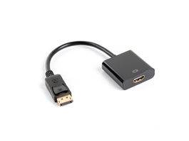 Lanberg Adaptador DisplayPort Macho a HDMI Hembra con Cable 10 cm, 1920x1200 1080p 60Hz, Versión 1.2, Negro