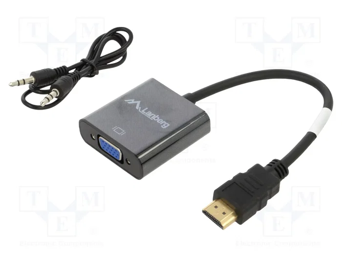 Lanberg AD-0017-BK Adaptador HDMI Macho a VGA Hembra con Audio Lanberg AD-0017-BK Adaptador HDMI Macho a VGA Hembra con Audio