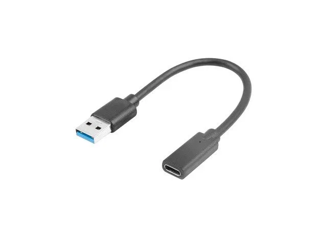 Lanberg AD-UC-UA-03 Adaptador USB Tipo-C 3.2 Gen 1 a USB Tipo-A Macho, 5 Gbit/s, Cable 0.15 m (15 cm), Color Negro