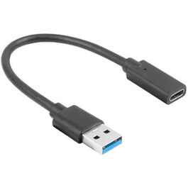 Lanberg Adaptador USB 3.1 Gen 1 Tipo C a USB A (F a M) - USB-C a USB 3.0 - Cable 15 cm - Negro - Velocidad 5 Gb/s, Sincronización y Carga