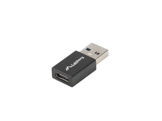 Lanberg AD-UC-UA-01 Adaptador USB 3.0 Tipo A Macho a USB Tipo C Hembra, 5 Gbit/s, Color Negro