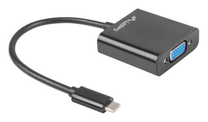 Lanberg AD-UC-VG-01 Adaptador USB Tipo C Macho a VGA Hembra 15cm Negro