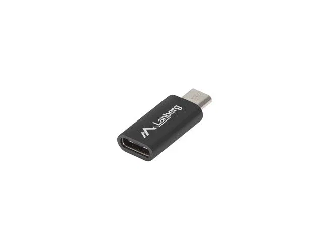 Lanberg AD-UC-UM-01 Adaptador Micro-USB Macho a USB Tipo-C Hembra, Conector Conversión USB 2.0, Color Negro