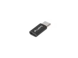 Lanberg AD-UC-UM-02 Adaptador Micro USB Hembra a USB Tipo C Macho, USB 2.0, Color Negro