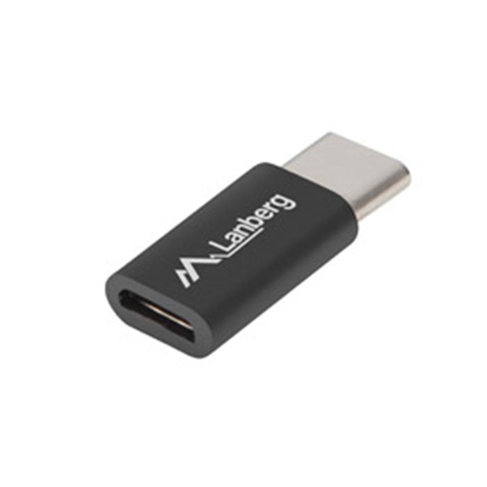 Lanberg Adaptador USB 2.0 Tipo C (Macho) a USB-A / Micro USB (Hembra) - Negro - Transmisión de datos a 480 Mb/s