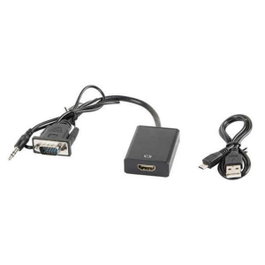 Lanberg AD-0021-BK Adaptador VGA Macho a HDMI Hembra con Audio y USB