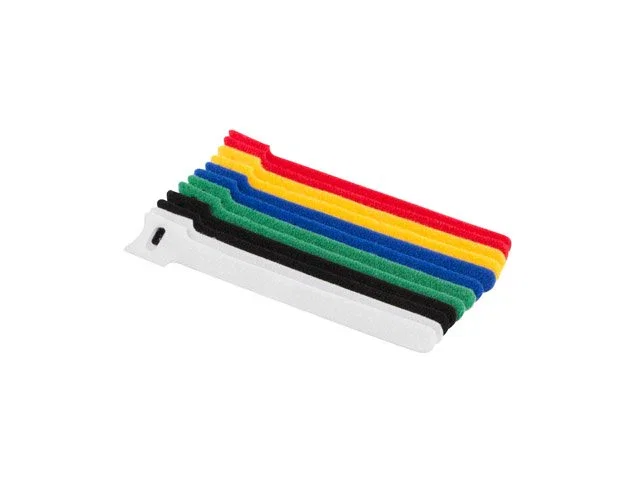 Lanberg ORG01-MT150-MC6 Bridas adherentes para cables, Tela, 12mm x 15cm, Pack de 12 uds - Negro, Azul, Verde, Rojo, Blanco, Amarillo