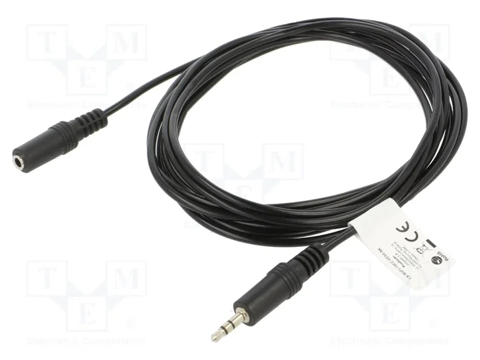 Lanberg Cable de audio estéreo Jack 3.5mm macho a hembra 3m Negro