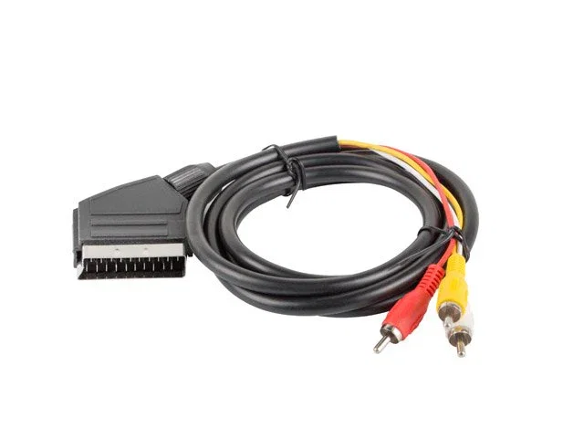 Lanberg Cable Euroconector SCART (21-pin) a 3 x RCA, 1,8 m