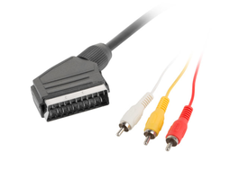 LANBERG CA-EURC-10CC-0018-BK Cable Euroconector SCART (21-pin) a 3 x RCA, 1.8 m, Negro