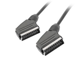 Lanberg Cable SCART-SCART (Euroconector) Macho-Macho de 1.8 Metros (1.8 m) Color Negro para TV, DVD, VHS