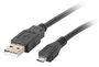 Lanberg Cable USB 2.0 de Micro-USB B a USB A, 1,8 m, Negro