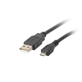 Lanberg Cable USB 2.0 de Micro-USB B a USB A, 1,8 m, Negro