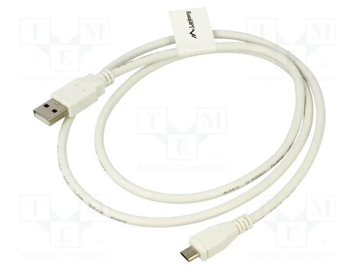 Lanberg Cable USB 2.0 Micro-B a USB tipo A 1m Blanco