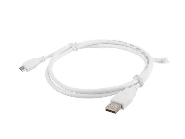 Lanberg Cable USB 2.0 Micro-USB A a USB A, 1 m, Blanco