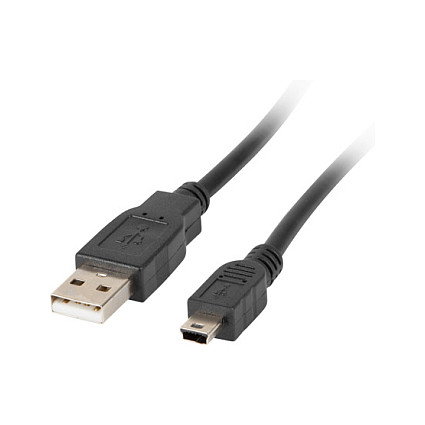 Lanberg Cable USB 2.0 de 1,8 m, USB-A a Mini-USB, Negro