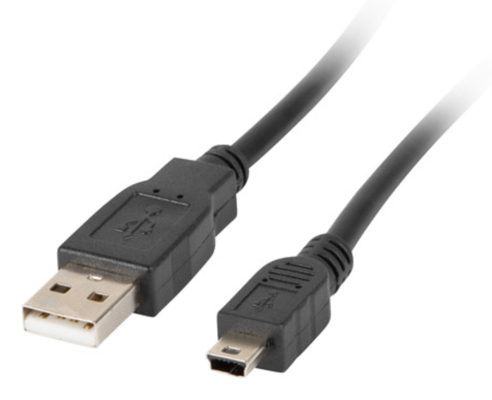 Lanberg Cable USB 2.0 de 1,8 m con conectores USB A y Mini-USB A Negro