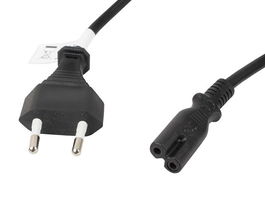 Lanberg Cable de Alimentación CEE 7/16 a IEC 320 C7 para PC, Portátil y Equipos RTV - 1.8 m (180 cm), 0.75 mm², 10A, Color Negro