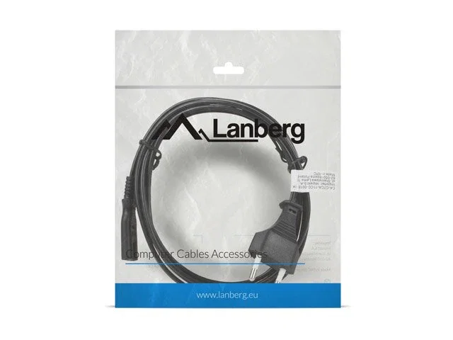 Lanberg CA-C7CA-11CC-s0018-BK Cable de Alimentación 1.8m Negro, Conectores CEE 7/16 Hembra a IEC 320 C7 Macho