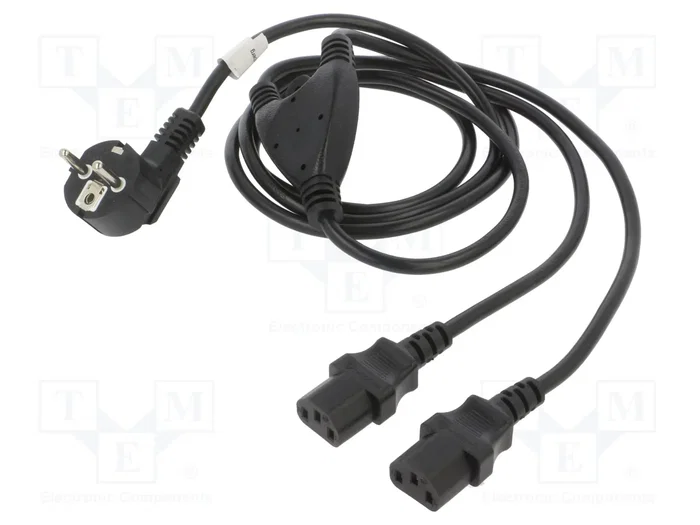 Lanberg CA-C13C-13CC-0018-BK Cable de Alimentación Schuko a 2x IEC C13, 2m