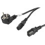 Lanberg CA-C13C-13CC-0018-BK Cable de alimentación Schuko a 2x IEC C13, 2 m, Negro