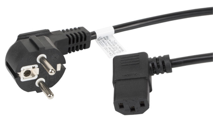 Lanberg Cable de Alimentación Schuko CEE 7/7 a IEC320 C13 Acodado 1,8m CA-C13C-12CC-0018-BK