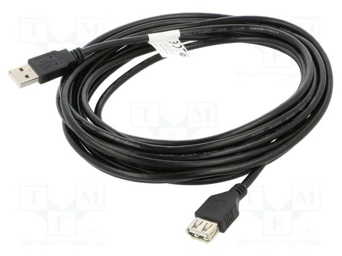 Lanberg Cable Alargador USB 2.0 de 5m Negro (A-Macho a A-Hembra)