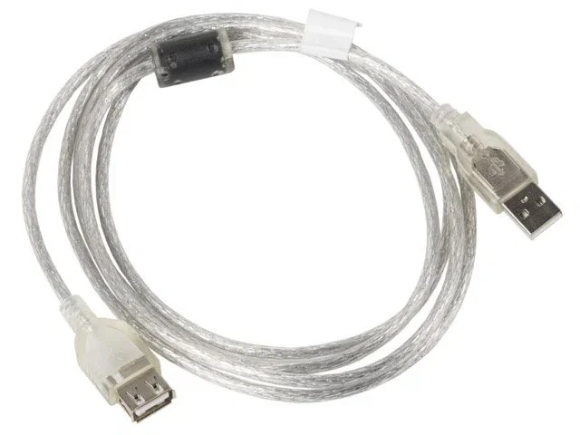 Lanberg CA-USBE-12CC-nuevo018-TR Cable de Extensión USB 2.0 A Macho a A Macho con Ferrita, 1.8 m, Transparente