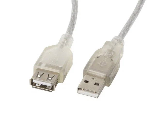 Lanberg CA-USBE-12CC-nuevo018-TR Cable de Extensión USB 2.0 A Macho a A Macho con Ferrita, 1.8 m, Transparente