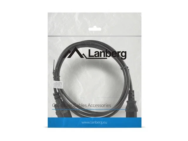 Lanberg CA-C13E-10CC-0018-BK Cable de alimentación C13 a C14, 1,8 m, Negro
