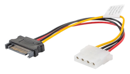 Lanberg CA-SAHD-10CU-0015 Cable de Alimentación Molex (4-pin) a SATA de 15 pines, 0,15 m
